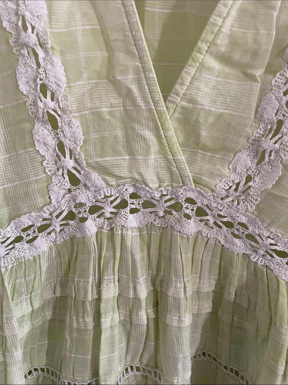 Free People Light Green Lace-Trim Peasant Tunic - Picture 2 of 6